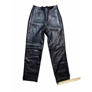 Vtg Womens Leather Pants Black SZ 6 Matrix Punk Grunge 90s Y2K Mob Wife Rock